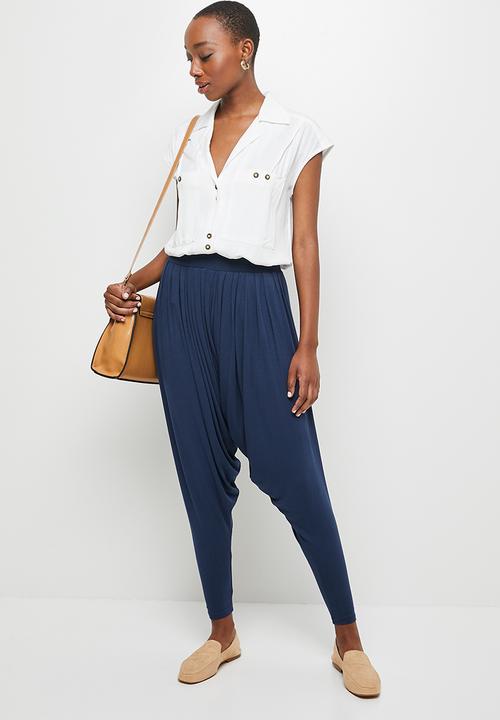 edit - High waisted cuffed harem - navy