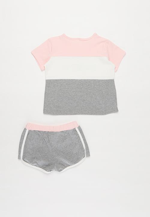 Pop Candy - Girls dreams tee & shorts set - pink & grey