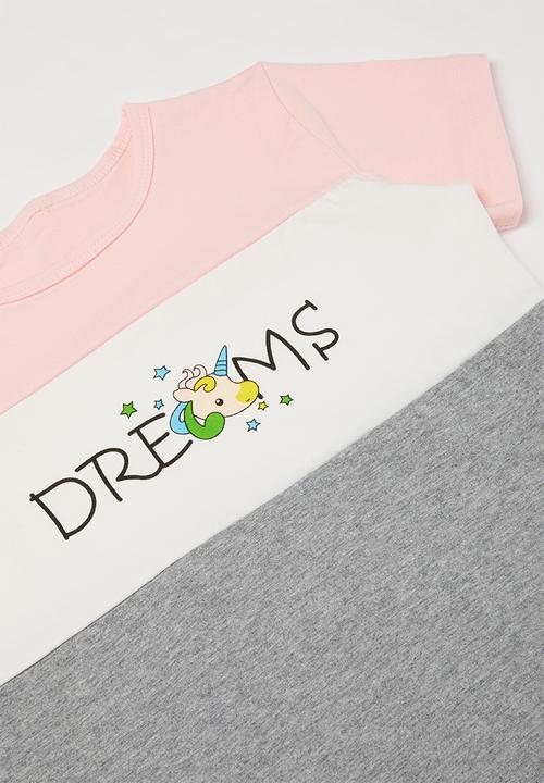 Pop Candy - Girls dreams tee & shorts set - pink & grey