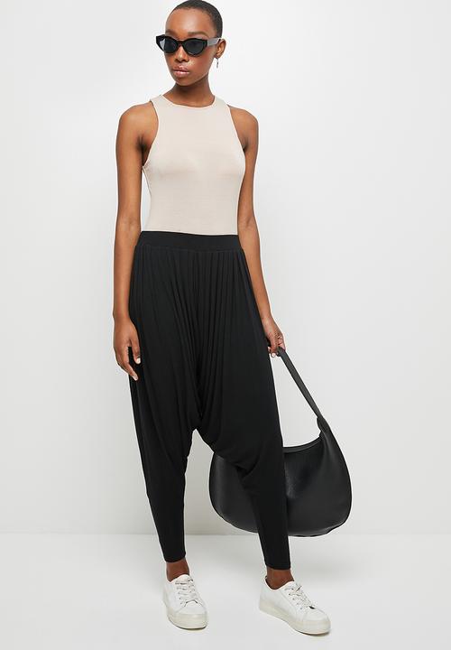 edit - High waisted cuffed harem - black