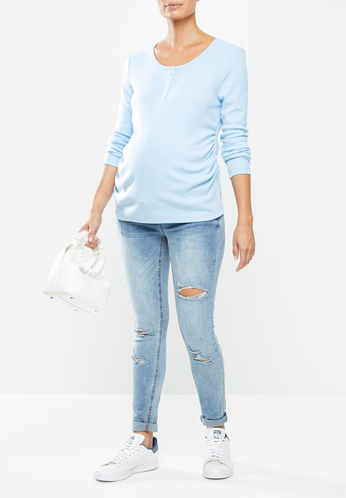 Cotton On - Maternity henley long sleeve top - daisy blue
