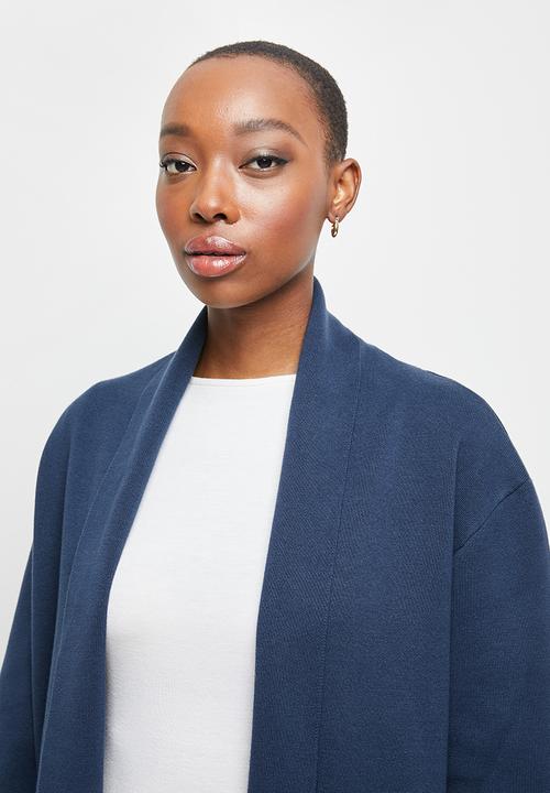 edit - Shawl collar knitwear coat - navy