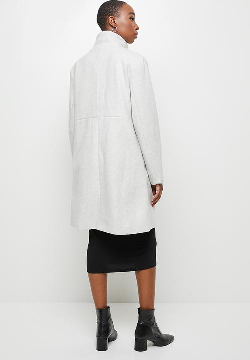 edit - Textured structured melton coat - grey