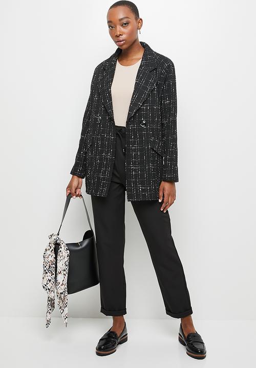 edit - Classic check melton coat - black