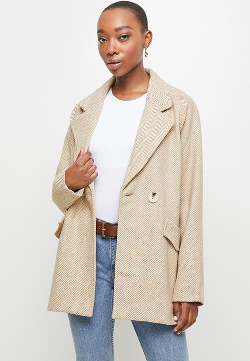 edit - Classic check melton coat - neutral