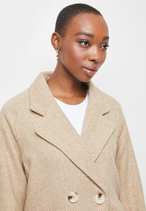 edit - Classic check melton coat - neutral