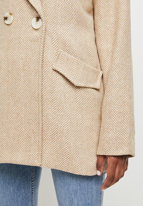 edit - Classic check melton coat - neutral