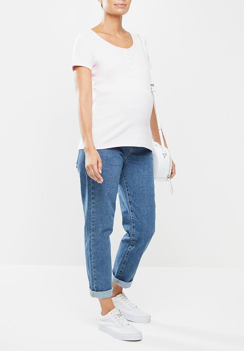 Cotton On - Maternity stretch mom jean - coogee blue