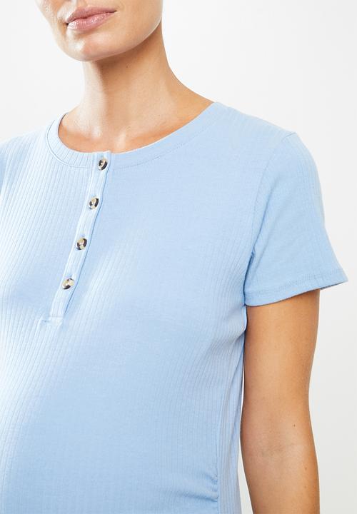Cotton On - Maternity ruched short sleeve dress - dusk blue