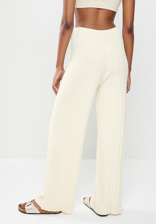 Factorie - Variegated rib wide leg pant - ivory