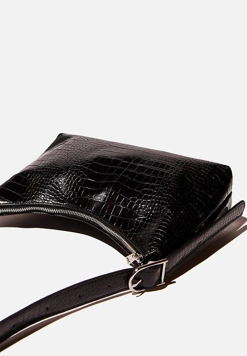 Rubi - Britt buckle slouch bag - black texture