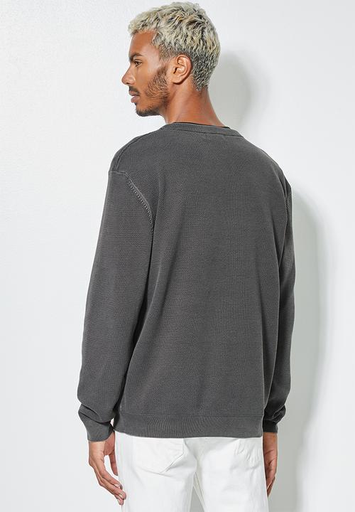 Superbalist - Pique crew neck knit - dark grey