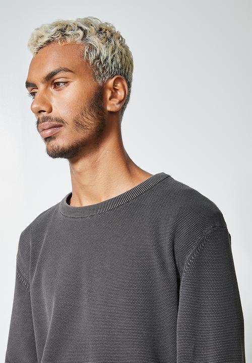 Superbalist - Pique crew neck knit - dark grey