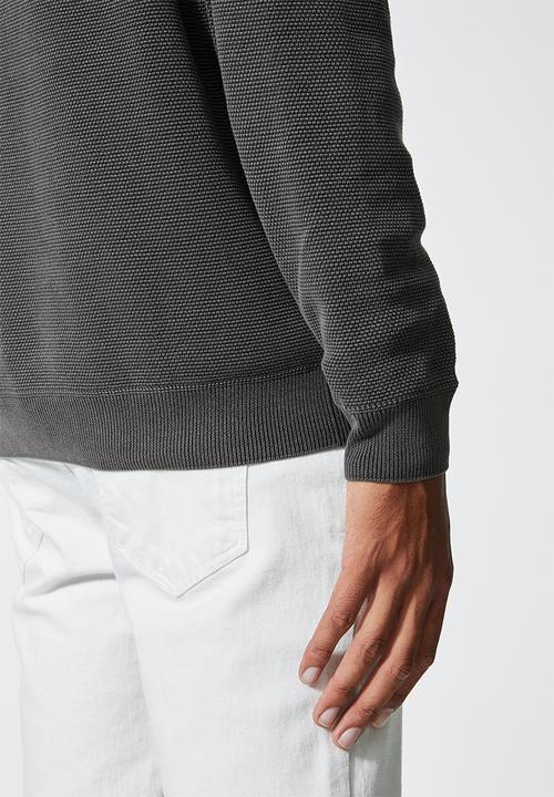 Superbalist - Pique crew neck knit - dark grey