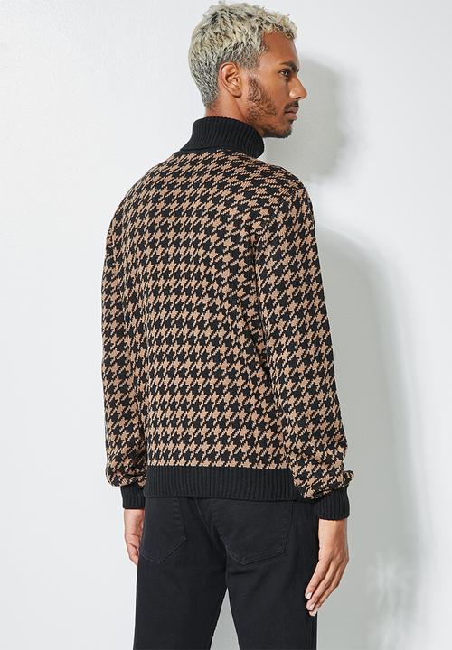 Superbalist - Pattern roll neck knit - brown & black
