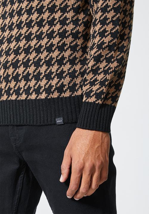 Superbalist - Pattern roll neck knit - brown & black