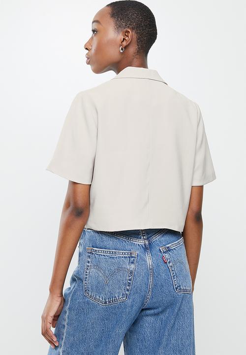 Cotton On - Ultimate short sleeve crop blazer - taupe