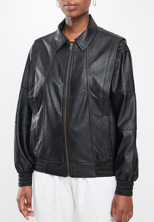 Cotton On - Vegan leather panelled biker - black