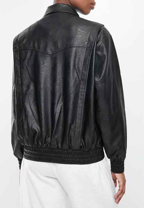 Cotton On - Vegan leather panelled biker - black