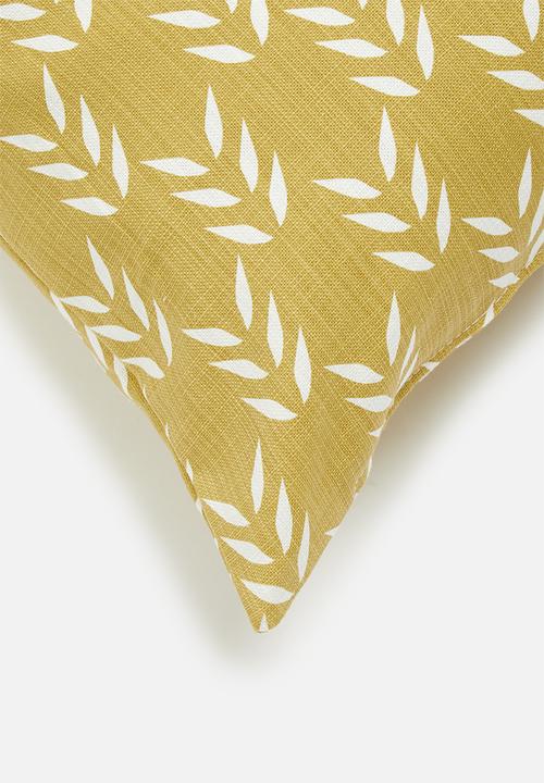 Sixth Floor - Sadie printed cushion cover - mustard & white