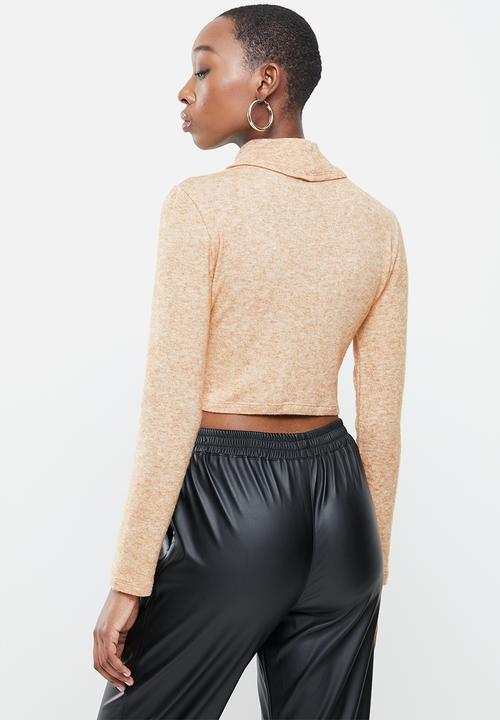 Blake - Cropped turtleneck top - beige 