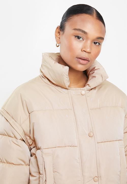 Missguided - Ultimate faux fur collar puffer jacket - camel