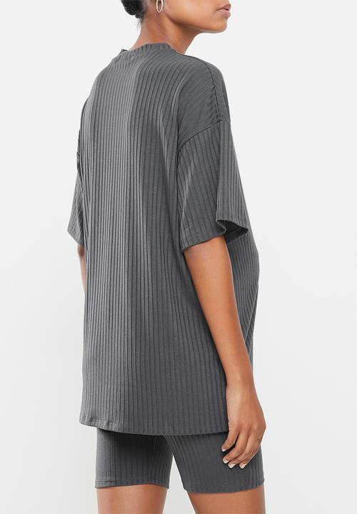 Superbalist - Maternity ribbed boxy tee - charcoal