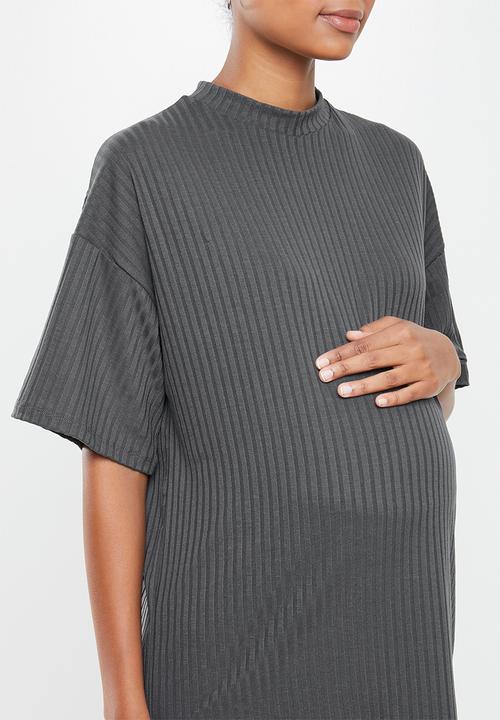Superbalist - Maternity ribbed boxy tee - charcoal