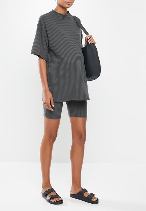 Superbalist - Maternity ribbed boxy tee - charcoal