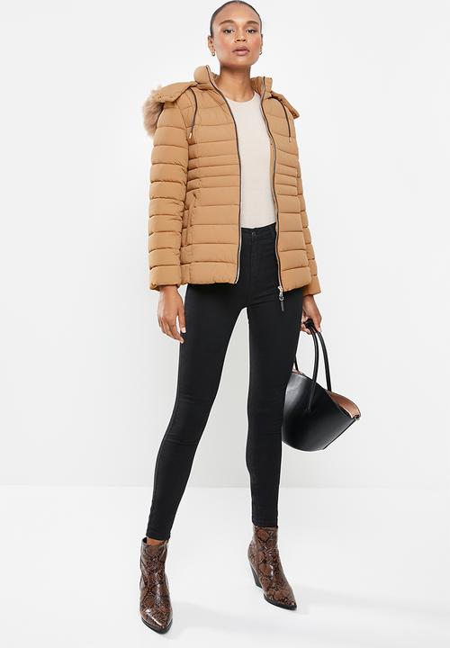 MANGO - Anorak poni -  brown