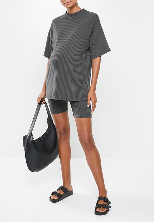 Superbalist - Maternity ribbed cycle short - charcoal