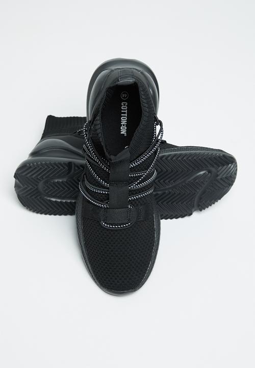 Cotton On - Jarrod knitted sneaker boot - black