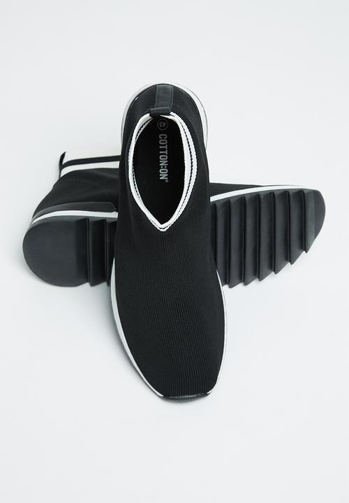 Cotton On - Dresden knitted sneaker boot - black