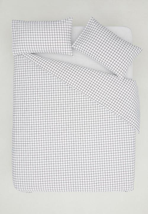 Sixth Floor - Check polycotton bedding pack - black & white