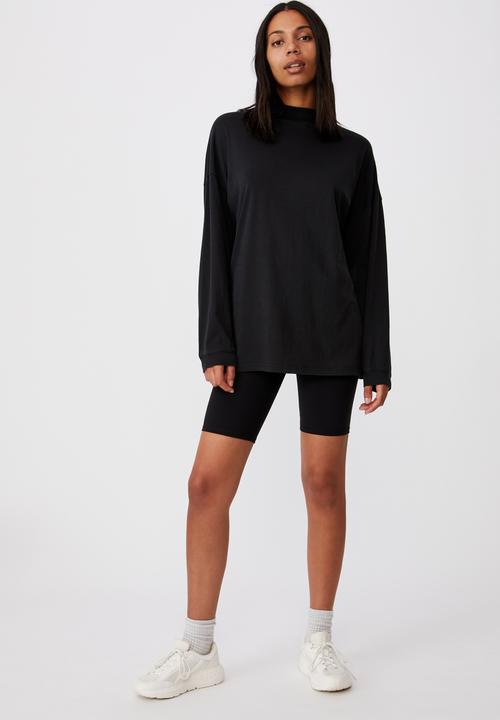 Cotton On - 90s longline drop shoulder long sleeve top - washed black