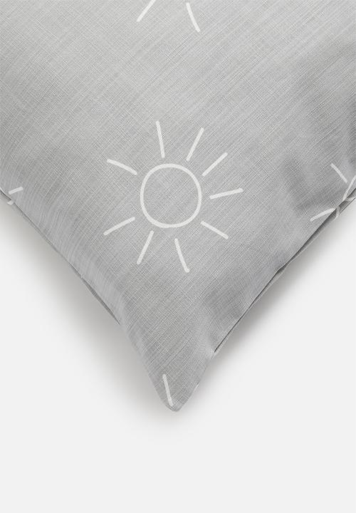 Sixth Floor - Shiny printed cushion cover - grey & white