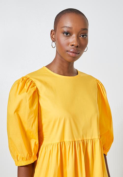Superbalist - Poplin tiered volume mini dress -  yellow