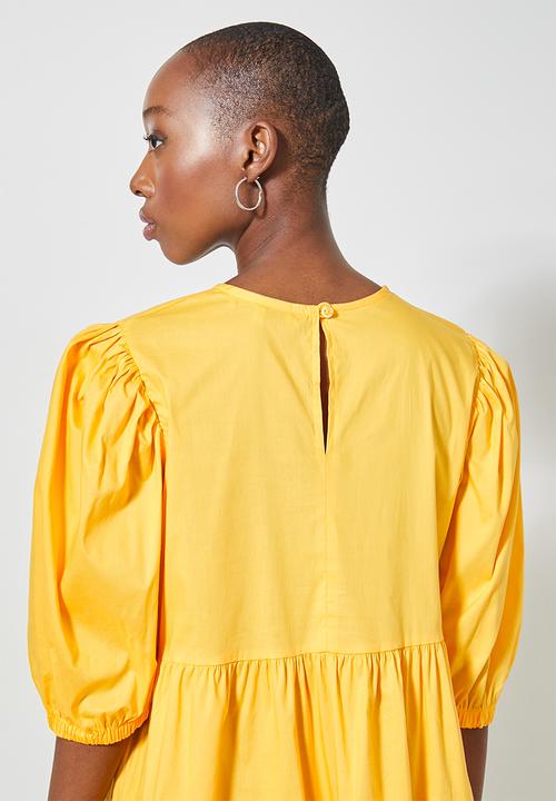 Superbalist - Poplin tiered volume mini dress -  yellow