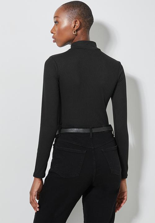 Superbalist - 2 pack wide rib funnel neck tops - brown & black