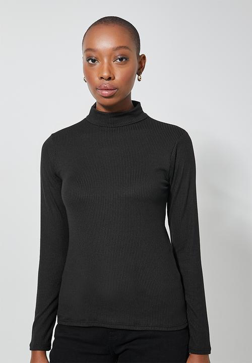 Superbalist - 2 pack wide rib funnel neck tops - brown & black