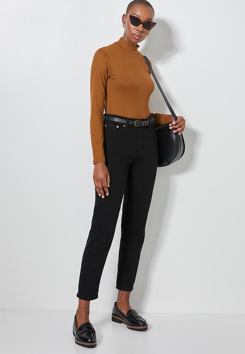Superbalist - 2 pack wide rib funnel neck tops - brown & black