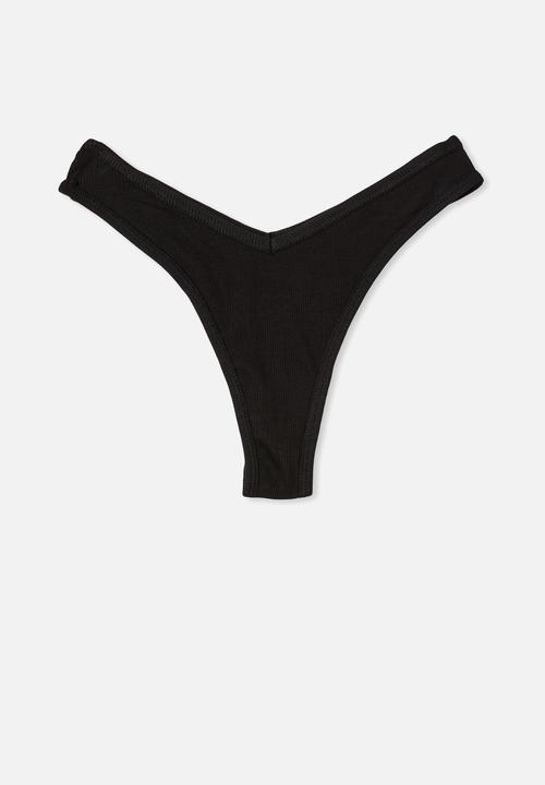 Cotton On - Cotton high cut g-string - black