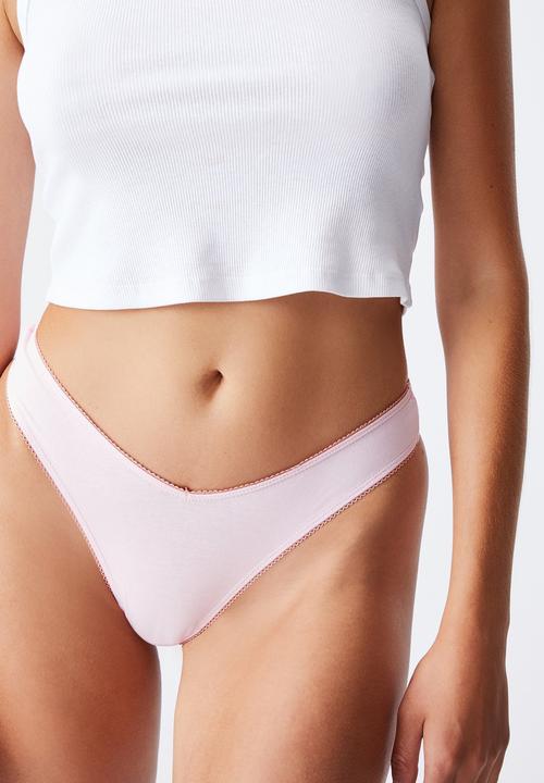 Cotton On - Cotton high cut g-string - pink