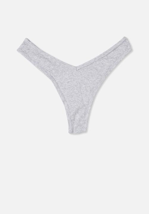 Cotton On - Cotton high cut g-string - grey 