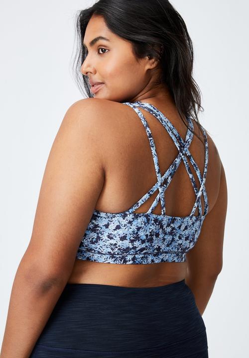 Cotton On - Curve strappy sports crop - summer bloom navy