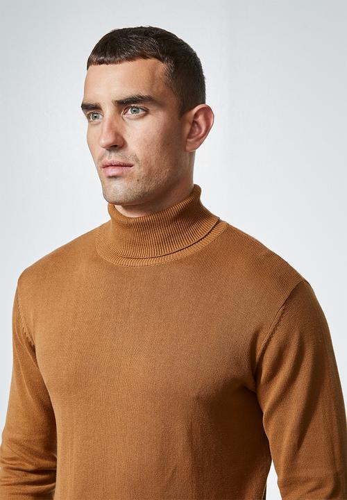 Superbalist - Basic roll neck slim fit knit - tobacco