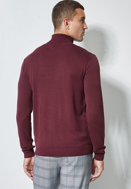 Superbalist - Basic roll neck slim fit knit - burgundy