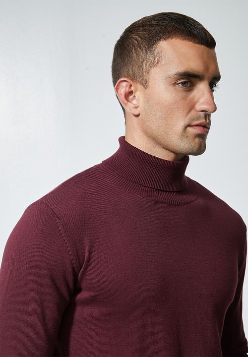 Superbalist - Basic roll neck slim fit knit - burgundy