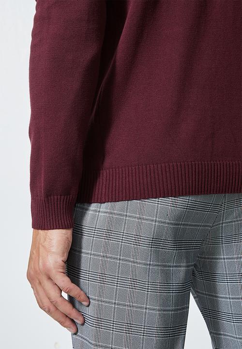Superbalist - Basic roll neck slim fit knit - burgundy