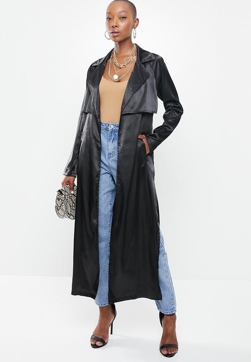 Missguided - Maxi trench jacket - black
